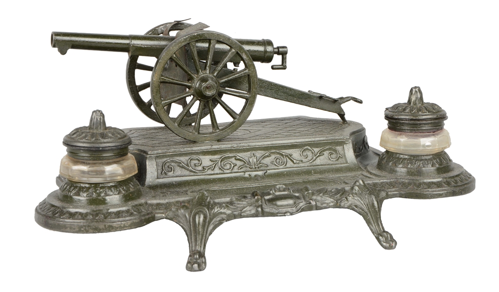 BRONZE CANNON INKWELL. 