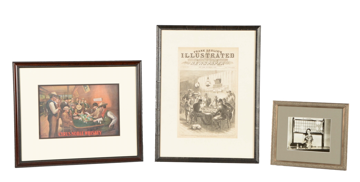 LOT OF 3: FRAMED GAMBLING PRINTS. 