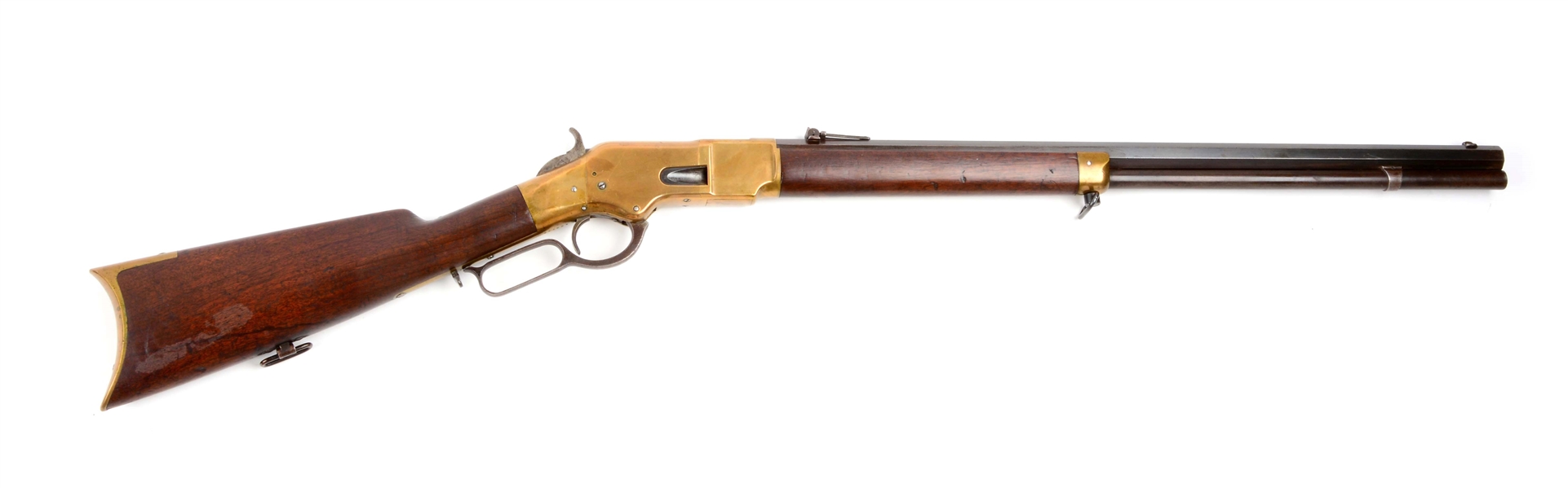 (A) FINE WINCHESTER MODEL 1866 (YELLOW BOY) LEVER ACTION RIFLE.