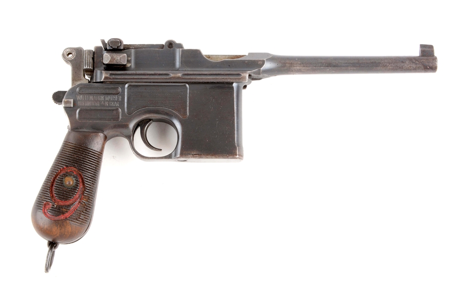 (C) 9MM MAUSER C96 BROOMHANDLE "RED 9" MILITARY CONTRACT SEMI-AUTOMATIC PISTOL.