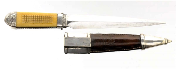IVORY HANDLED DIRK KNIFE ATTRIBUTED TO SAMUEL BELL, SAN ANTONIO.
