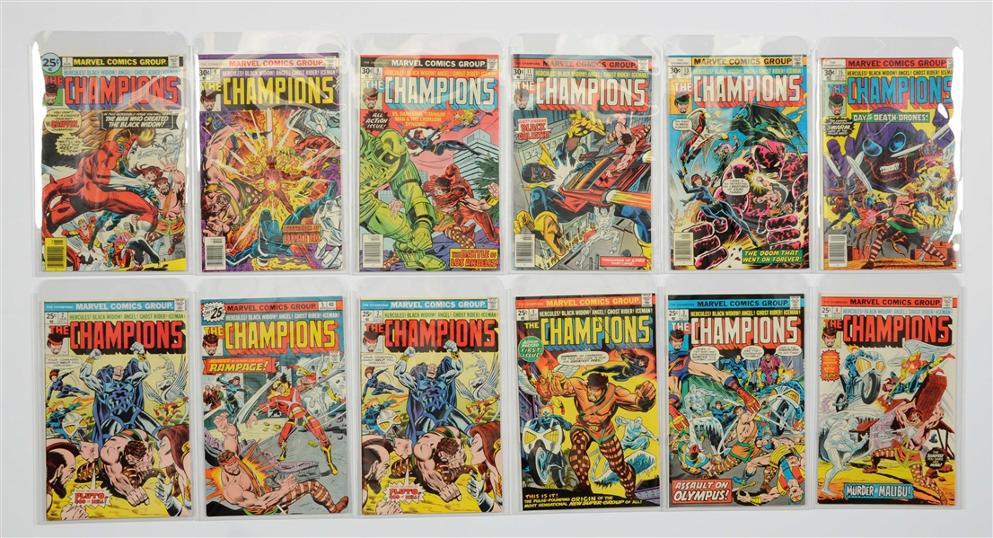 LOT OF 12: THE CHAMPIONS MARVEL COMIC BOOK LOT #1 - #15