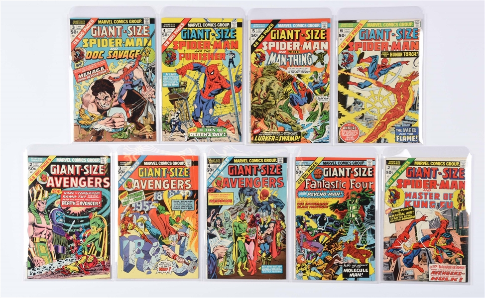 MARVEL BRONZE AGE GIANT SIZE AVENGERS & GIANT SIZE SPIDER-MAN LOT OF 9 BOOKS