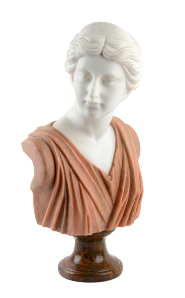 MARBLE FEMALE FIGURAL BUST. 