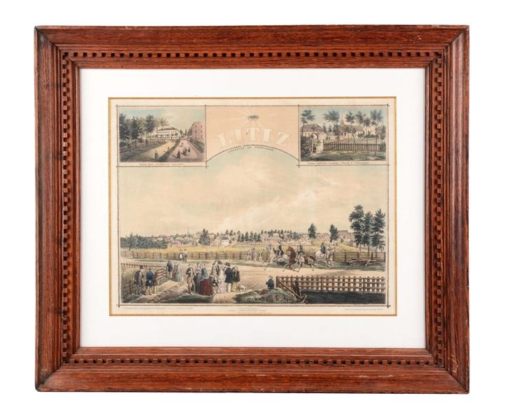 FRAMED LITHOGRAPH OF LITITZ, PA.