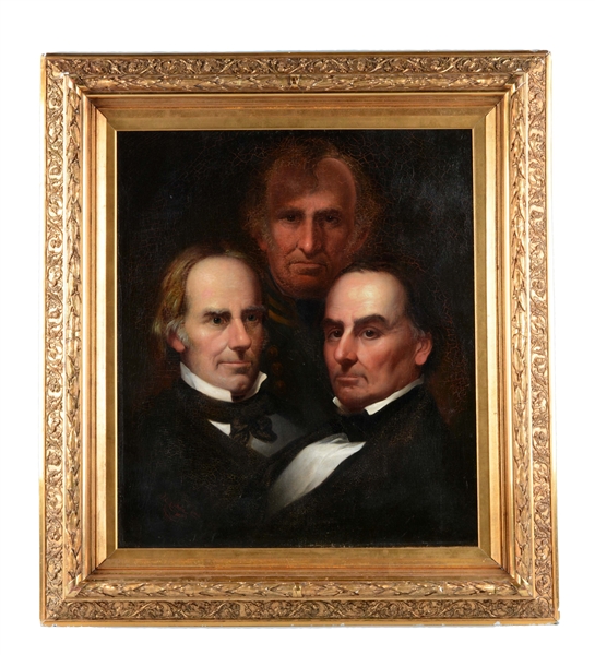THREE PAINTED PORTRAITS OF ZACHARY TAYLOR, DANIEL WEBSTER, AND HENRY CLAY
