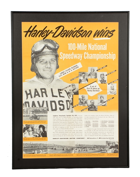 1950 HARLEY DAVIDSON MOTORCYCLE SHOWROOM POSTER.