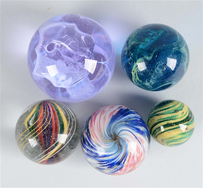 LOT OF 5:  MARBLES.