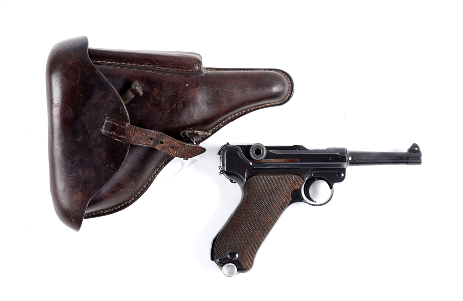 (C) MAUSER S/42 1938 DATED LUGER SEMI-AUTOMATIC PISTOL WITH HOLSTER.