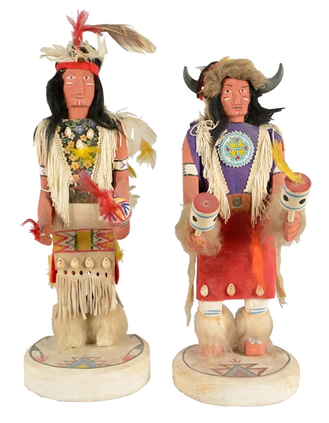 LOT OF 2: CHIEF IRON HORSE KACHINA DOLLS. 