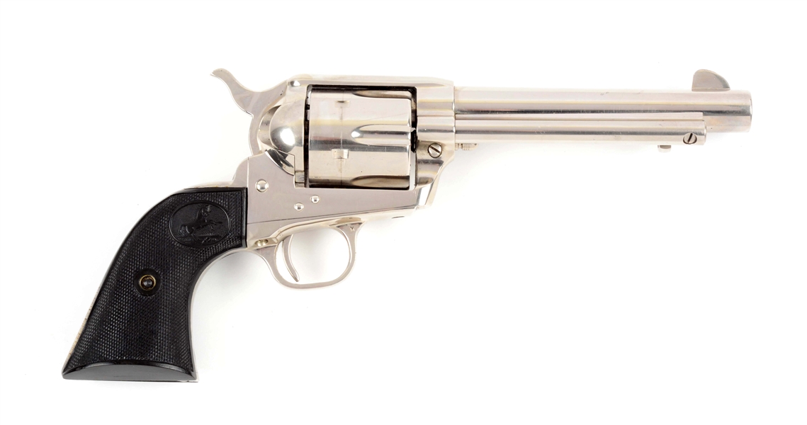 (C) COLT FACTORY NICKEL 2ND GENERATION SINGLE ACTION ARMY REVOLVER.