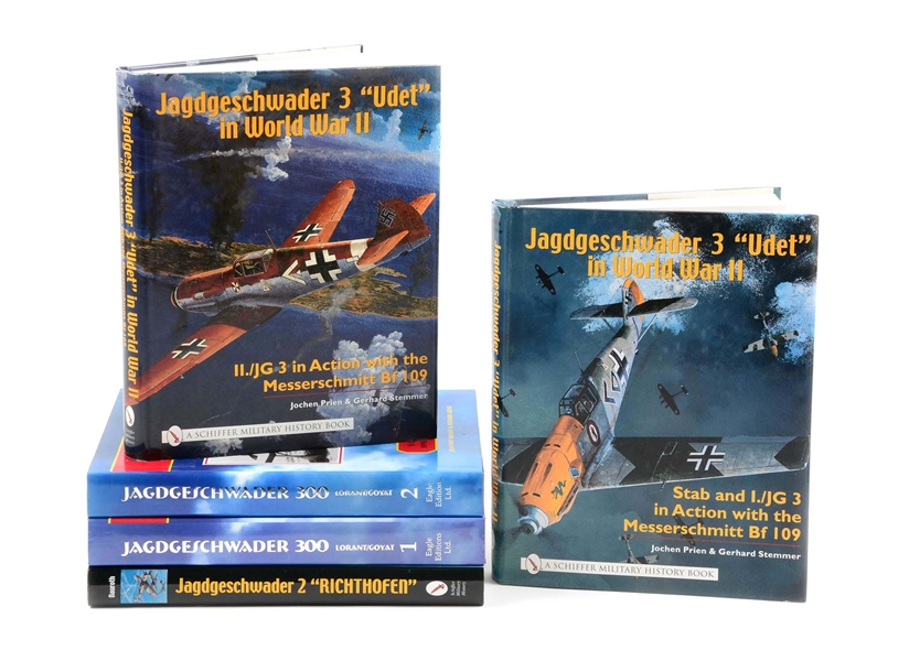 LOT OF 5: GERMAN JAGDGESCHWADER MILITARY AIRCRAFT BOOKS.