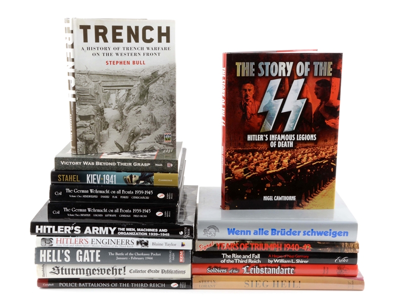LOT OF 16: GERMAN MILITARY HISTORY, THIRD REICH, SS & OTHER NAZI HARDCOVER BOOKS.