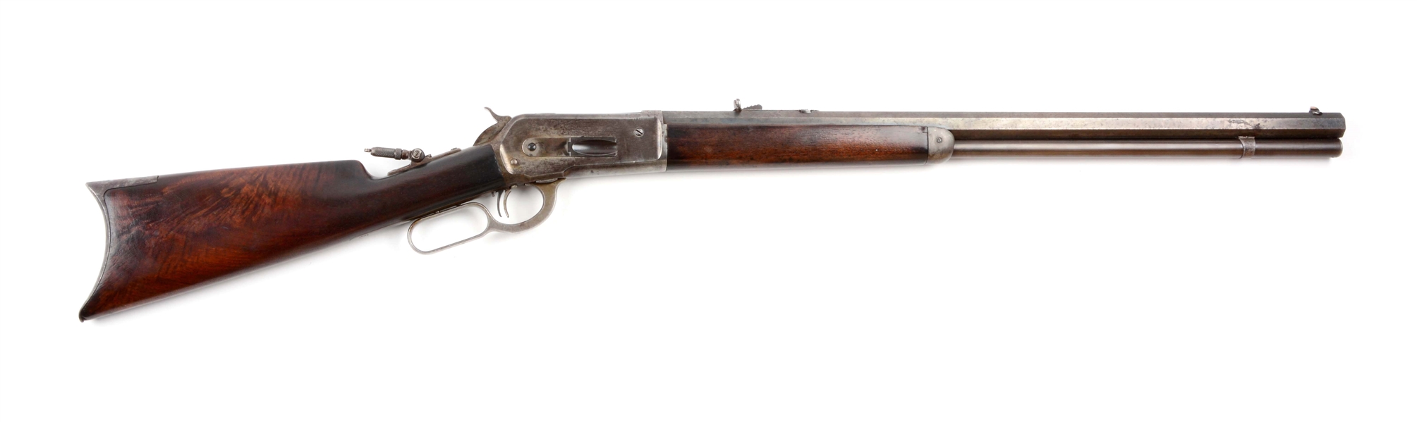 (A) WINCHESTER MODEL 1886 HEAVY BARREL LEVER ACTION SPORTING RIFLE.