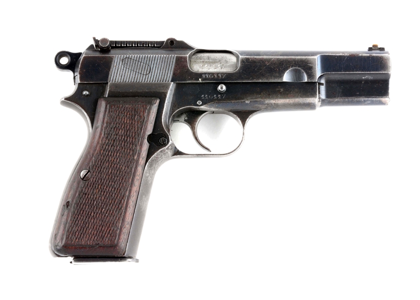 (C) NAZI MARKED BROWNING HI-POWER PISTOL WITH TANGENT SIGHT.