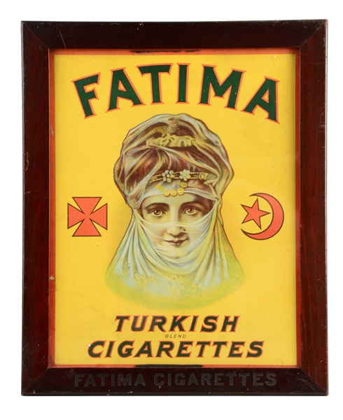 FRAMED FATIMA TURKISH CIGARETTES SIGN. 