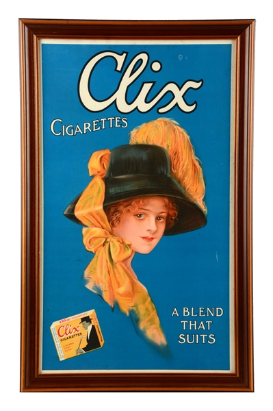 CLIX CIGARETTES CARDBOARD ADVERTISING SIGN. 
