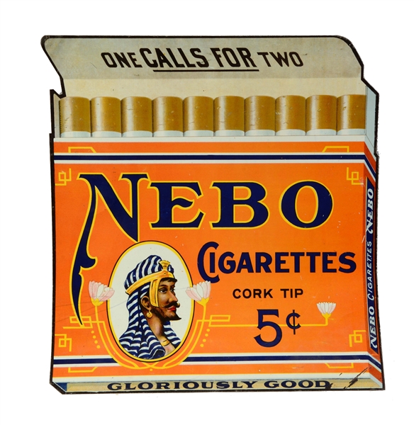 NEBO CIGARETTES TIN DIECUT ADVERTISING SIGN. 