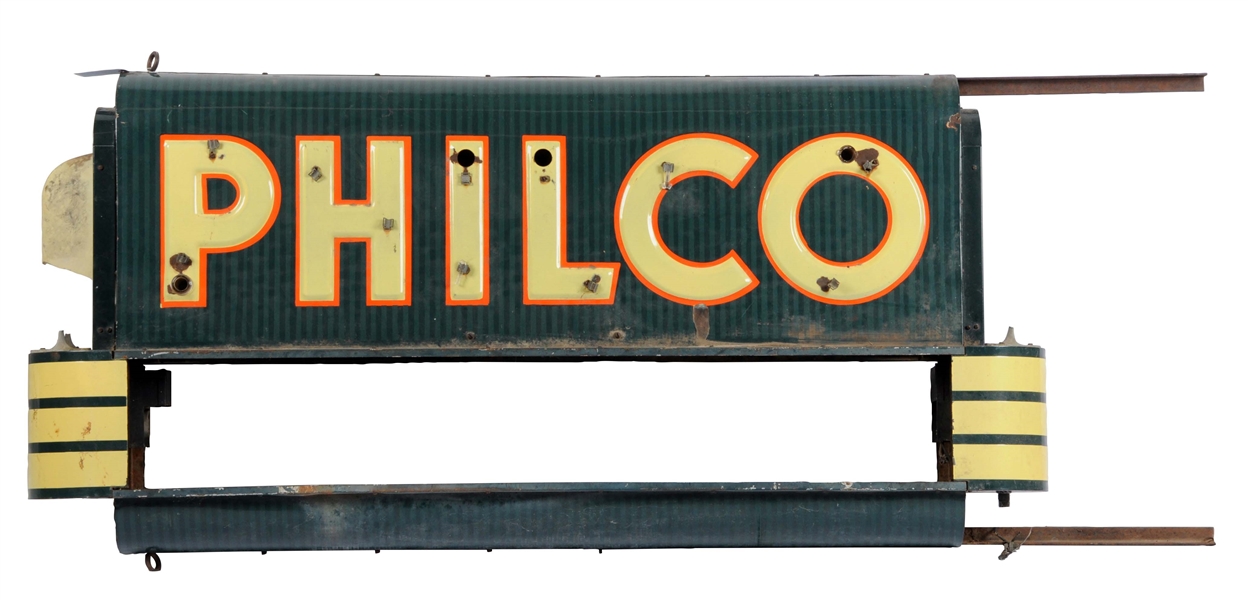 LARGE PHILCO PORCELAIN ADVERTISING NEON SIGN. 