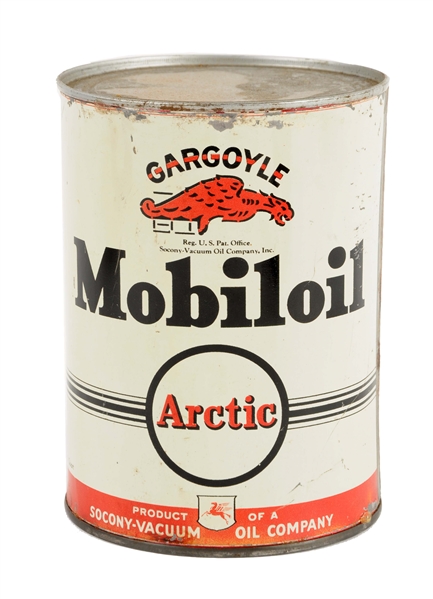 MOBILOIL GARGOYLE ARCTIC QUART OIL CAN - WRAPPED.