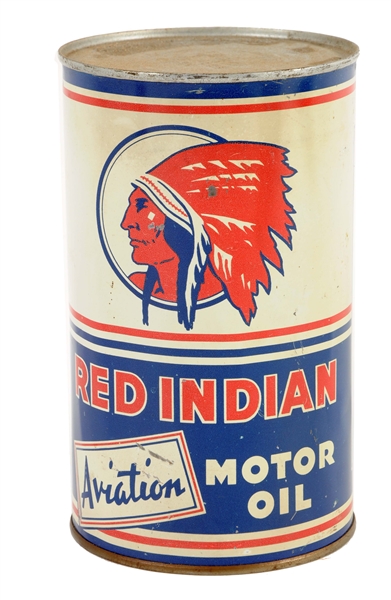 RED INDIAN AVIATION MOTOR OIL IMPERIAL QUART CAN.