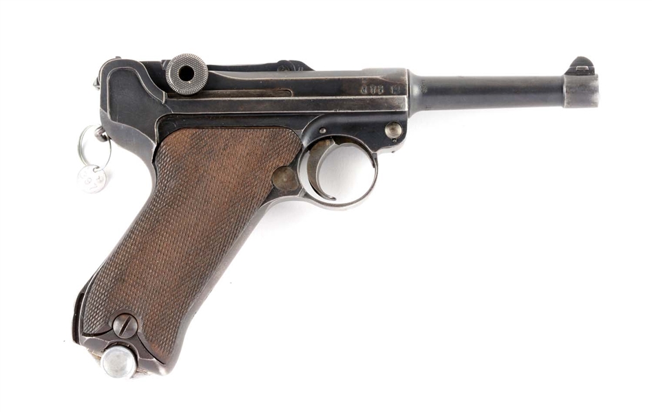 (C) ERFURT MODEL 1914 MILITARY LUGER SEMI-AUTOMATIC PISTOL DATED 1917 WITH HOLSTER.