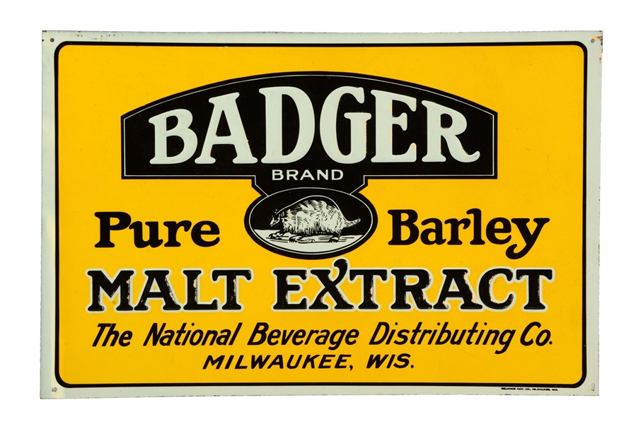 BADGER PURE BARLEY MALT EXTRACT EMBOSSED SIGN.