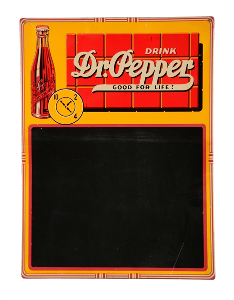 TIN DR. PEPPER CHALKBOARD MENU SIGN. 