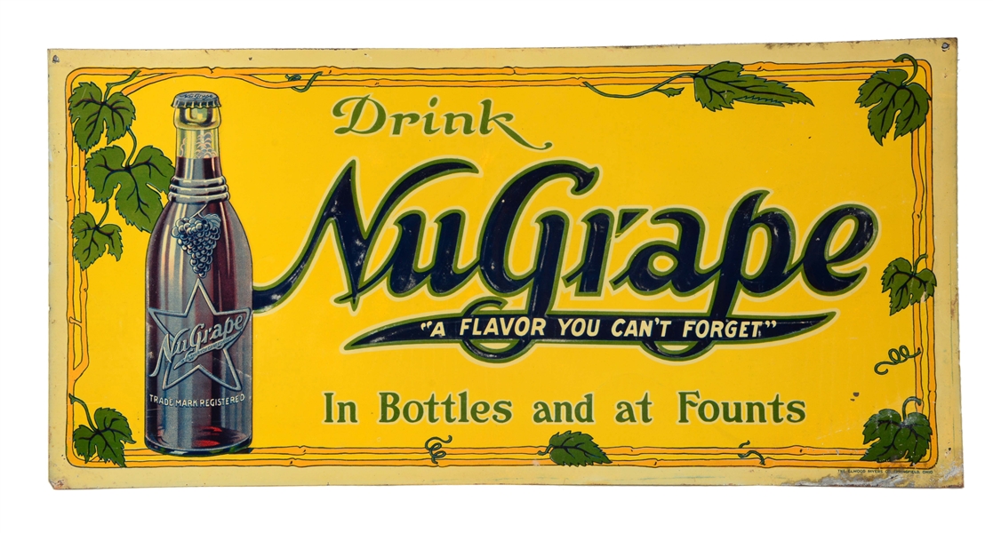 NUGRAPE SODA EMBOSSED TIN SIGN. 