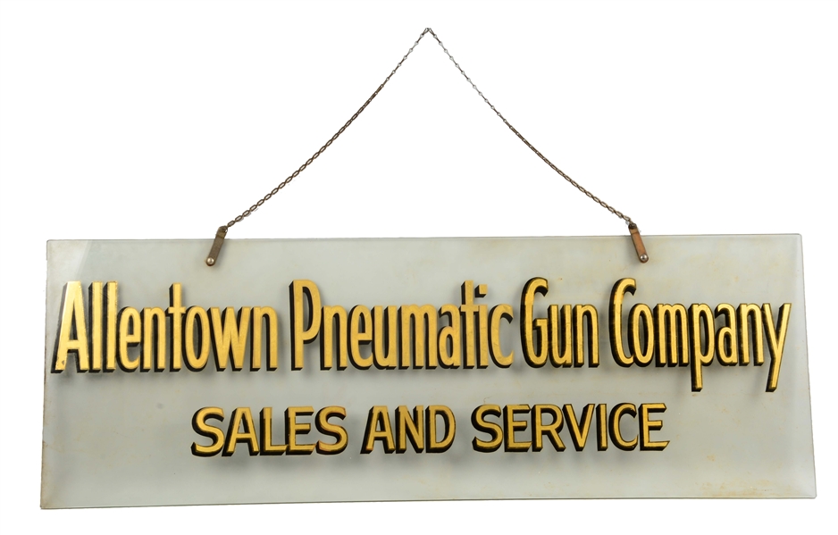 ALLENTOWN PNEUMATIC GUN CO. REVERSE GLASS SIGN.