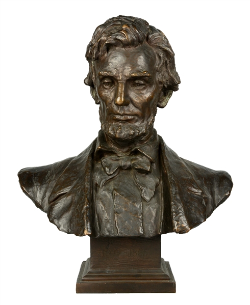BRONZE BUST OF PRESIDENT LINCOLN. 