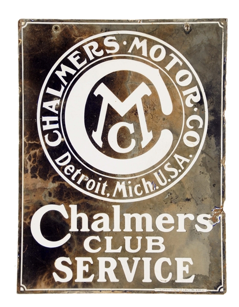 CHALMERS CLUB SERVICE PORCELAIN SIGN.