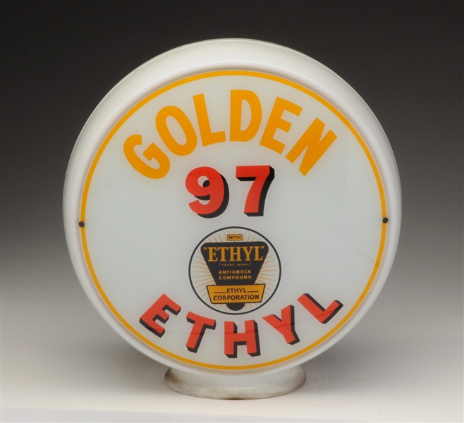 GOLDEN 97 W/ ETHYL LOGO 12-1/2" GLOBE LENSES.