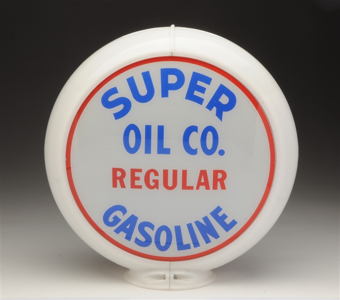 SUPER OIL CO. REGULAR GASOLINE 13-1/2" GLOBE LENSES.