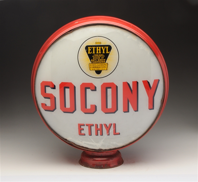 SOCONY W/ETHYL LOGO 16-1/2" GLOBE LENSES.
