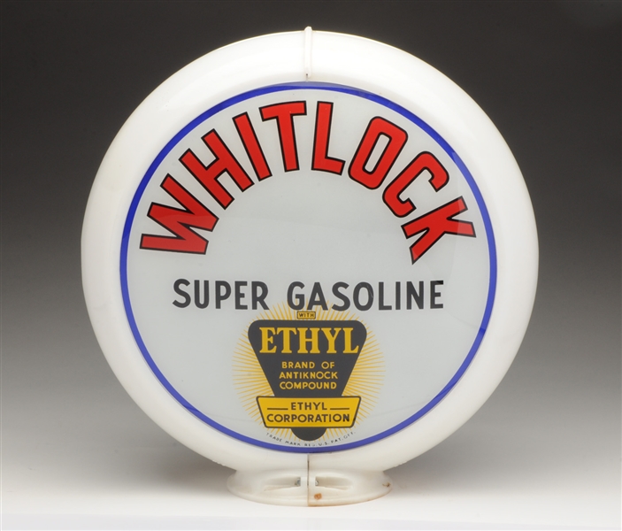 WHITLOCK SUPER GASOLINE W/ ETHYL LOGO 13-1/2" GLOBE LENSES.
