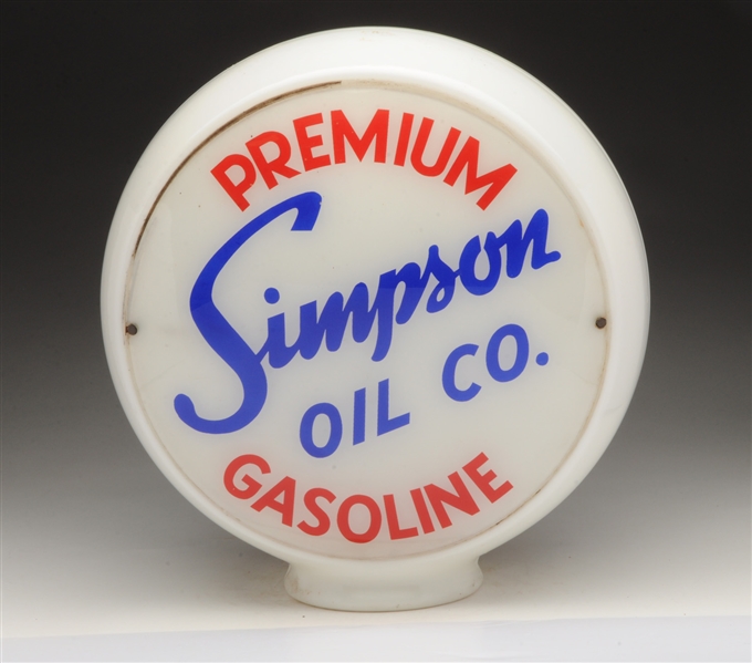 SIMPSON OIL CO. PREMIUM GASOLINE 13-1/2" SINGLE GLOBE LENS.