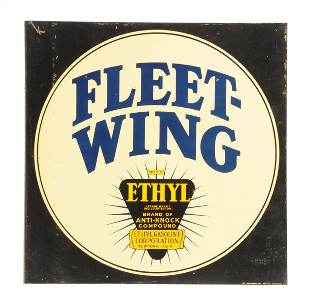 FLEET-WING W/ ETHYL LOGO METAL FLANGE SIGN.