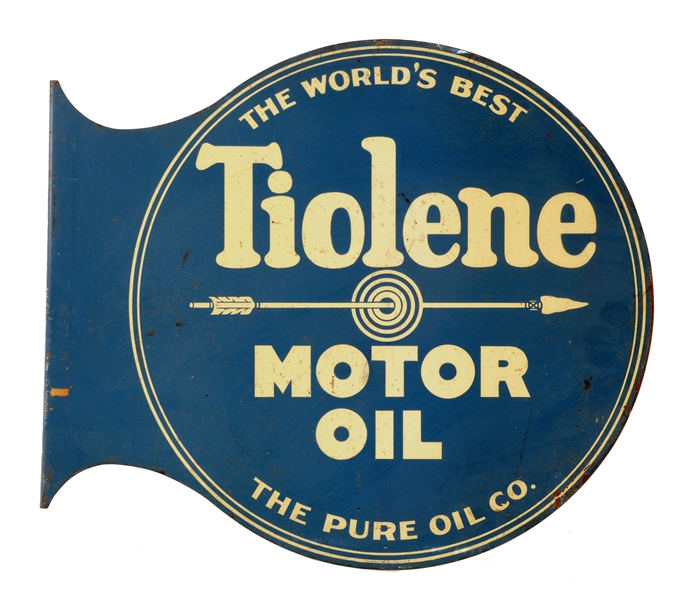 TIOLENE MOTOR OIL PURE CO. METAL FLANGE SIGN.