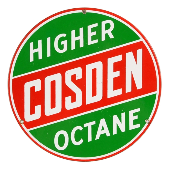 COSDEN HIGHER OCTANE PORCELAIN SIGN.