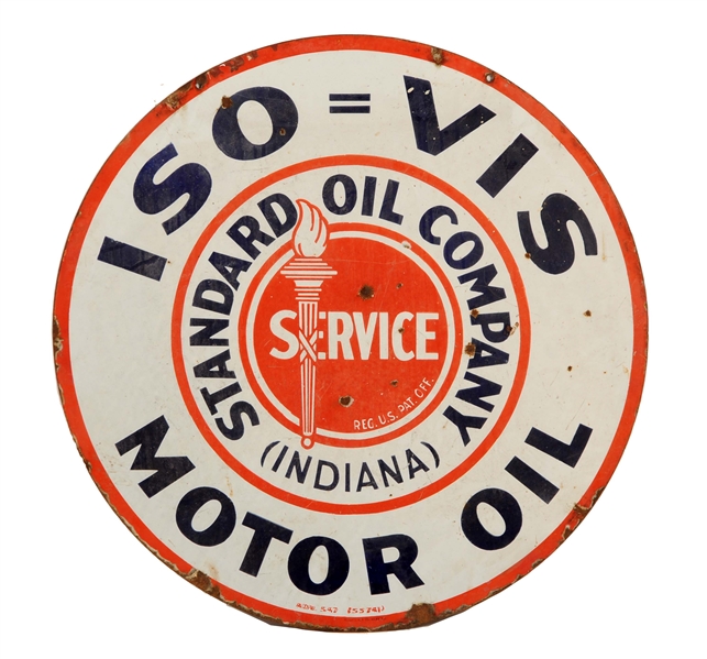 STANDARD ISO=VIS MOTOR OIL PORCELAIN SIGN.