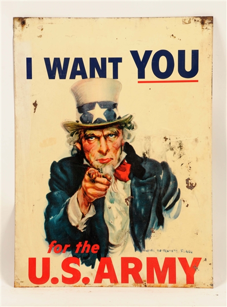 Lot Detail - I WANT YOU FOR THE U.S. ARMY METAL SIGN.