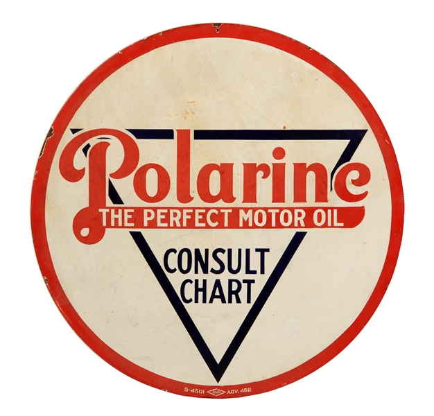 POLARINE CONSULT CHART MOTOR OIL PORCELAIN SIGN.