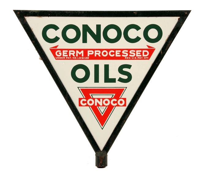 CONOCO GERM PROCESSED OILS W/ LOGO PORCELAIN SIGN.
