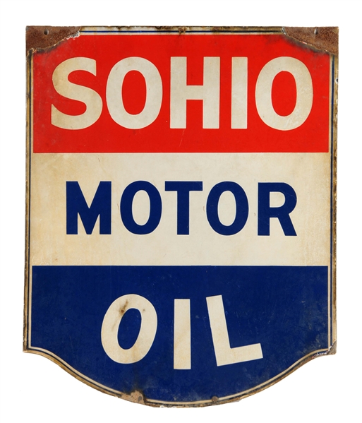 SOHIO MOTOR OIL DIECUT PORCELAIN SIGN.
