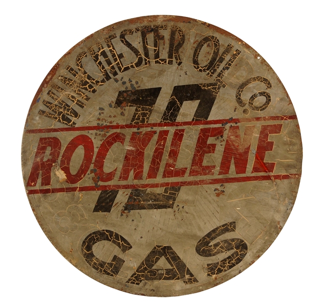 ROCKILENE GAS WINCHESTER OIL CO. METAL SIGN.
