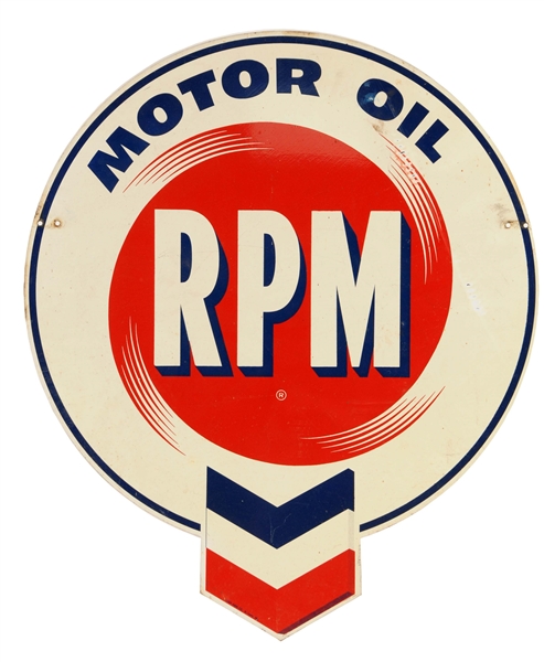 RPM MOTOR OIL DIECUT METAL SIGN.