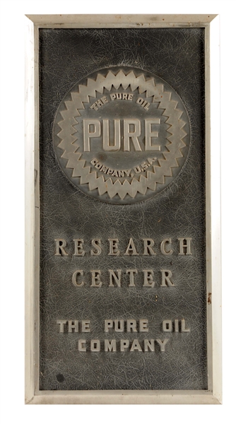 PURE "RESEARCH CENTER" W/ LOGO METAL BUILDING SIGN.