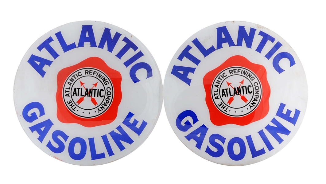 ATLANTIC GASOLINE W/ FRIED EGG LOGO 16-1/2" GLOBE LENSES.