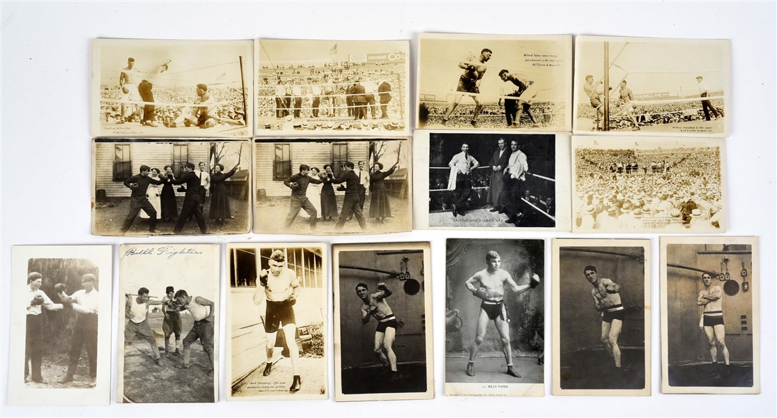 LOT OF 15: BOXING POSTCARDS.